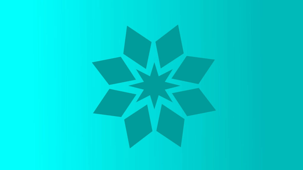 Diamond and Triangle Cyan Bloom: A Symmetrical Flower Wallpaper