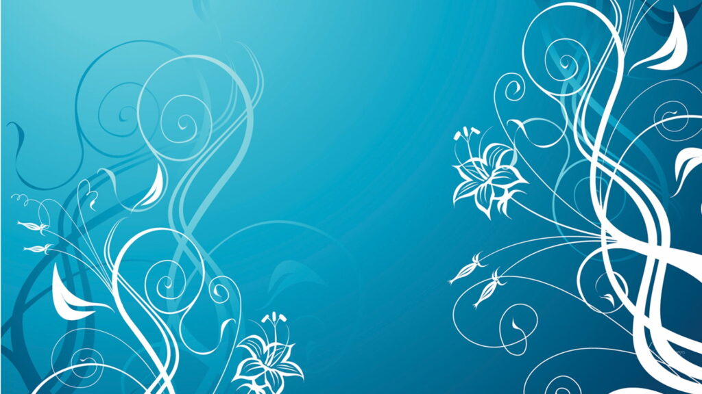 Cyan Lily Swirls: Abstract Floral Vector in HD Wallpaper