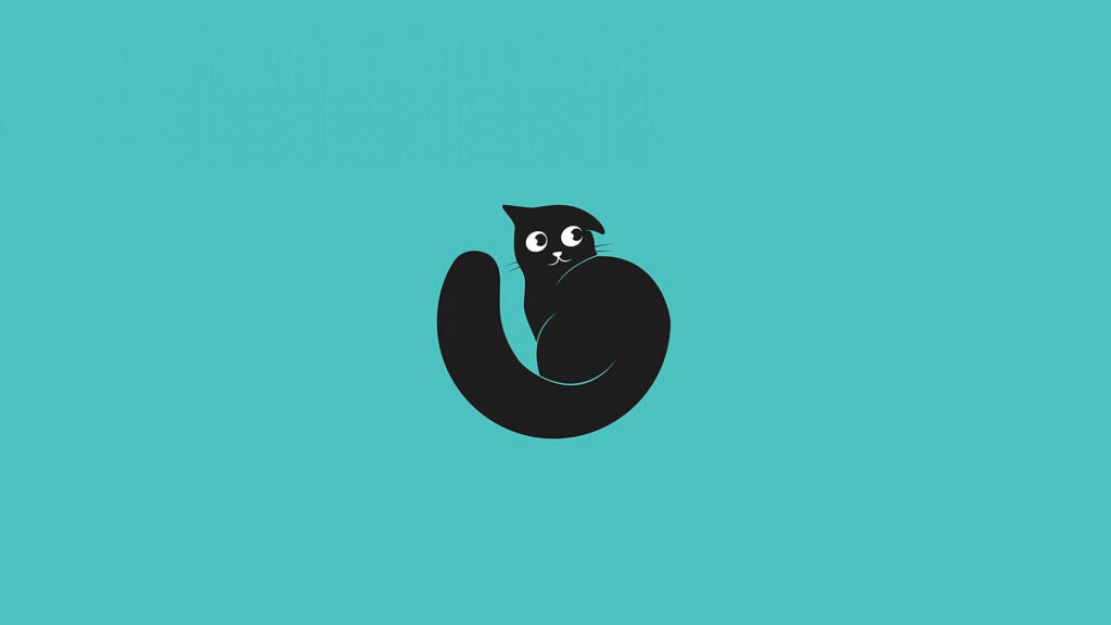 Cyber Kitty on Cyan: A Digital Illustration Pops Against a Vibrant Background Wallpaper