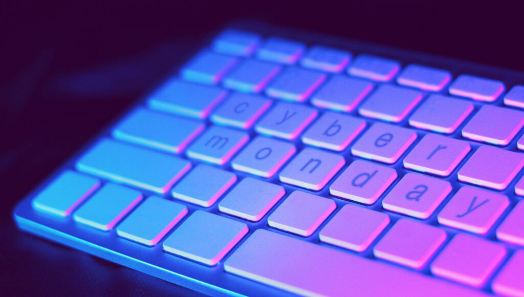 Cyber Monday Bliss: Sleek Wireless Keyboard Spellbinds with Organized 'Cyber Monday' Keys - Enchanting Cyber Monday Background Snapshot Wallpaper