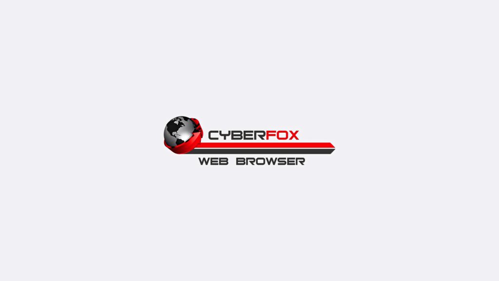 Cyberfox Browser minimalist logo wallpaper red black globe on light gray background for fans