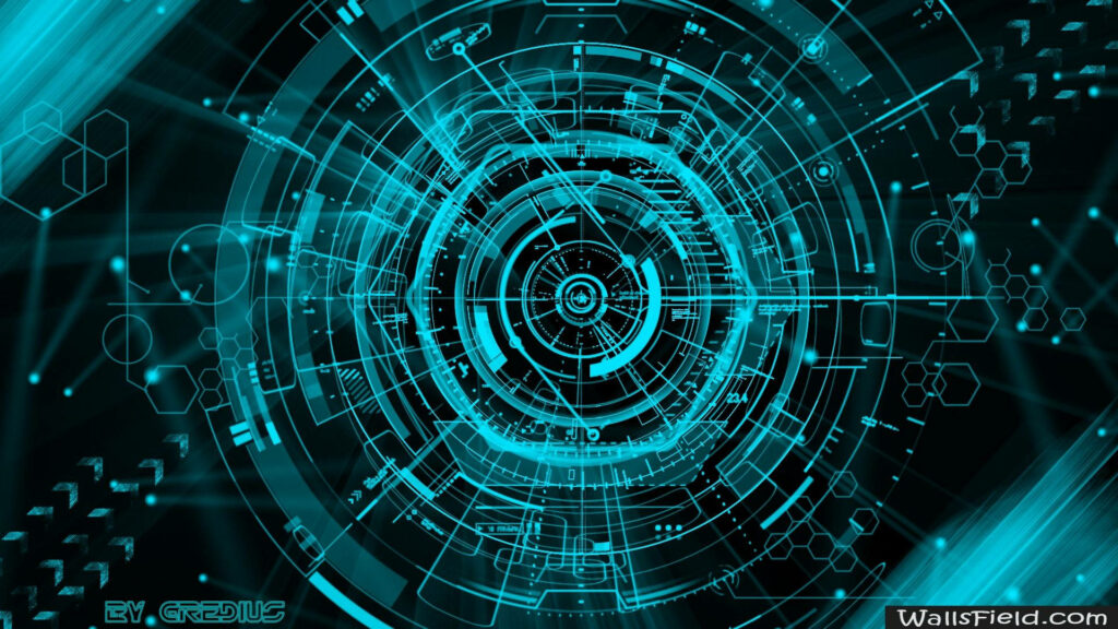 Techno Cyber Logo Illuminating the Dark Cyberworld Wallpaper