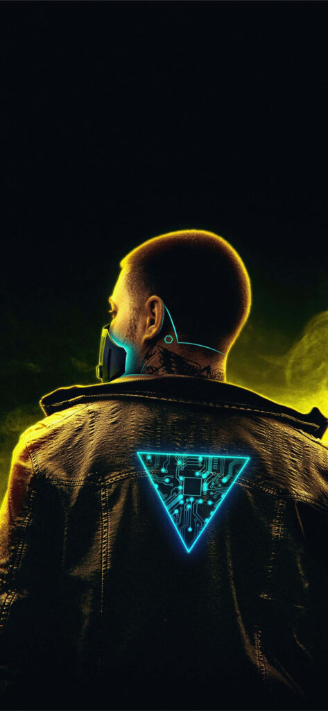 Cybernetic Futurism: The Triangular Glow in Cyberpunk 2077 Wallpaper