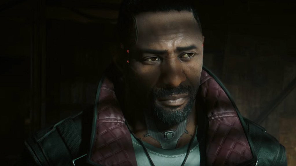 Idris Elba as Solomon Reed Cyberpunk 2077 Phantom Liberty cinematic portrait wallpaper