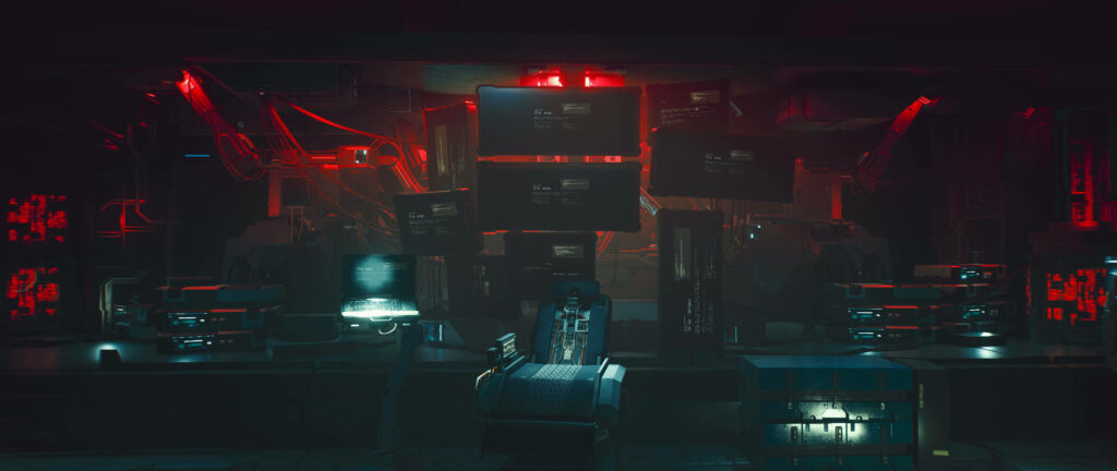 The Crimson Cyberspace: Immersive Cyberpunk Ultrawide Background Image Wallpaper