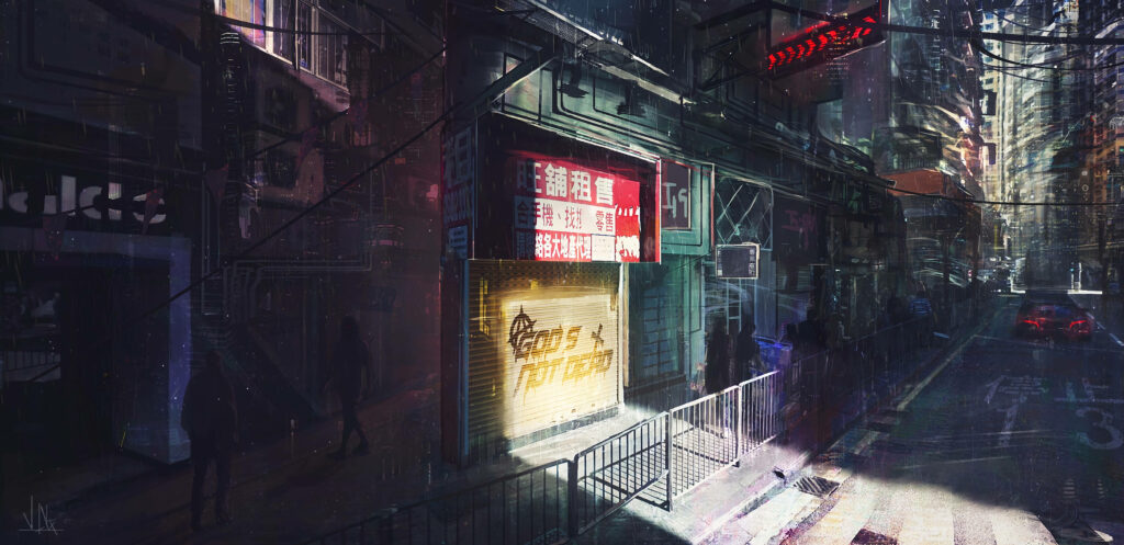 Neon-Illuminated Cyberpunk Cityscape Wallpaper: Futuristic Rainy Streets