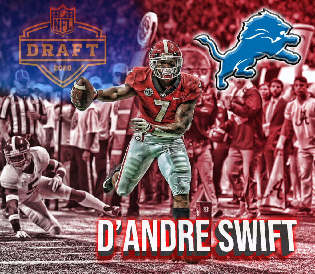 DAndre Swift Detroit Lions NFL Draft 2020 dynamic wallpaper red silver sports background