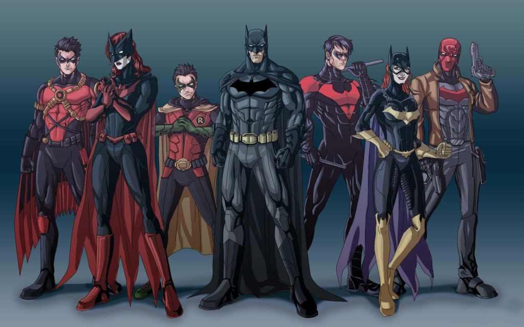 Dynamic DC Wallpaper: Batman & Bat Family in Action-Packed Poses