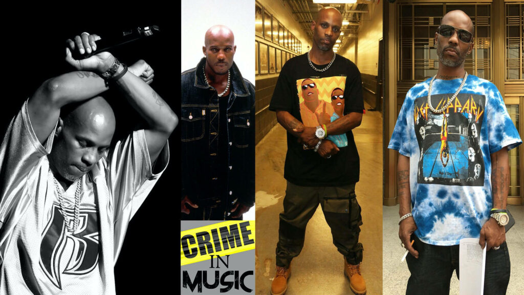DMX collage wallpaper with iconic poses black white and vibrant colors hip hop legend style