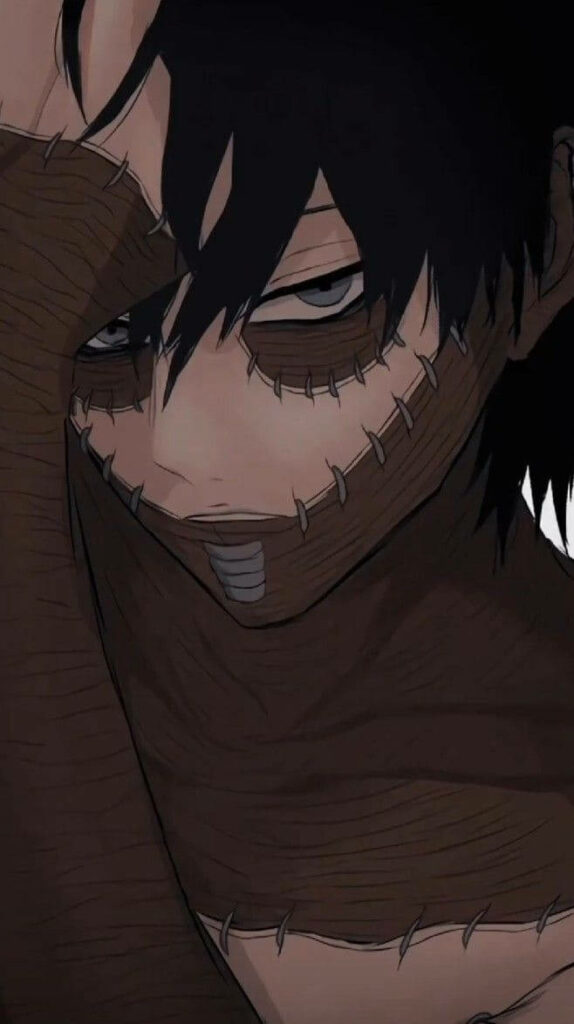 Close-up of Dabi from My Hero Academia with stitched scars and intense shy expression wallpaper
