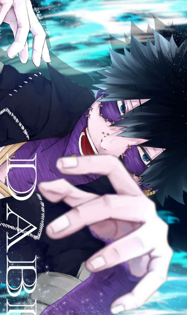 Dabi close-up with blue flames and purple scars intense expression My Hero Academia wallpaper