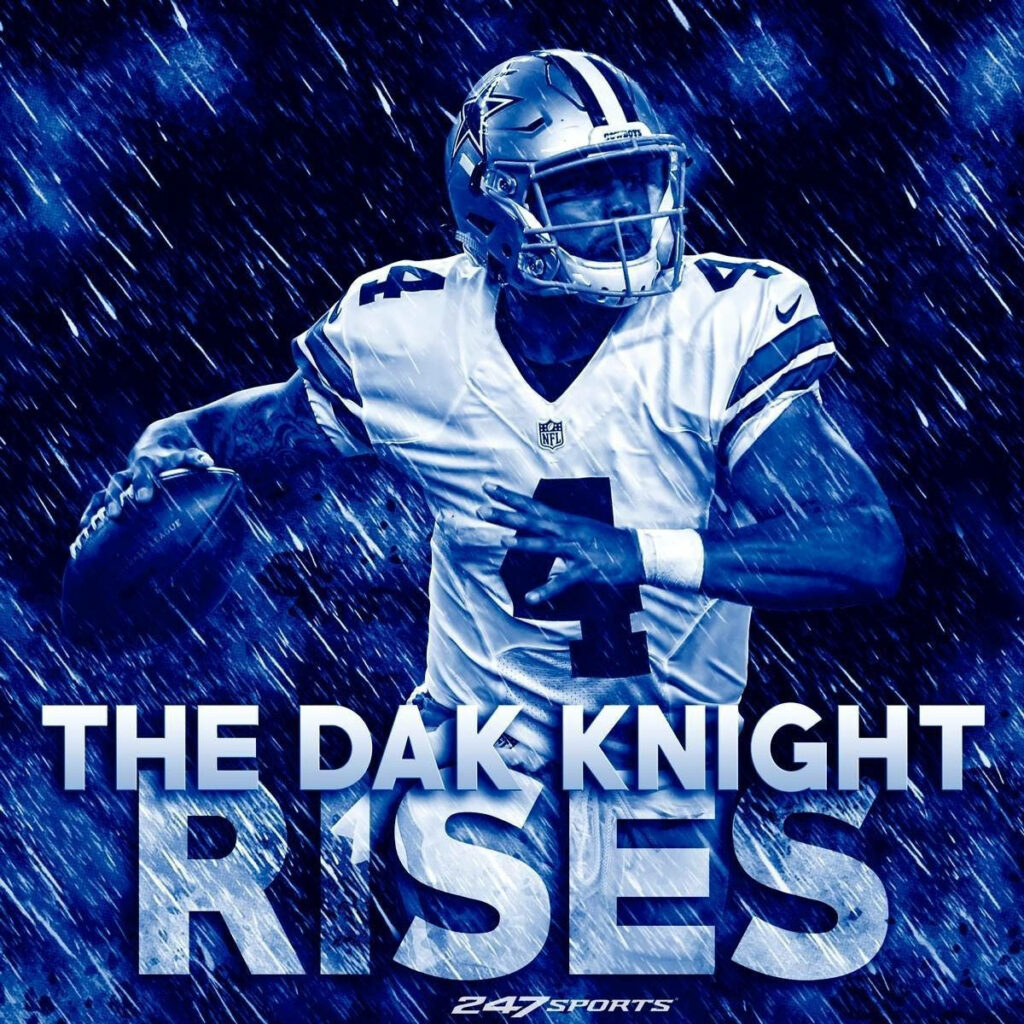 Dak Prescott Dallas Cowboys wallpaper the Dak Knight Rises dramatic lighting rain background