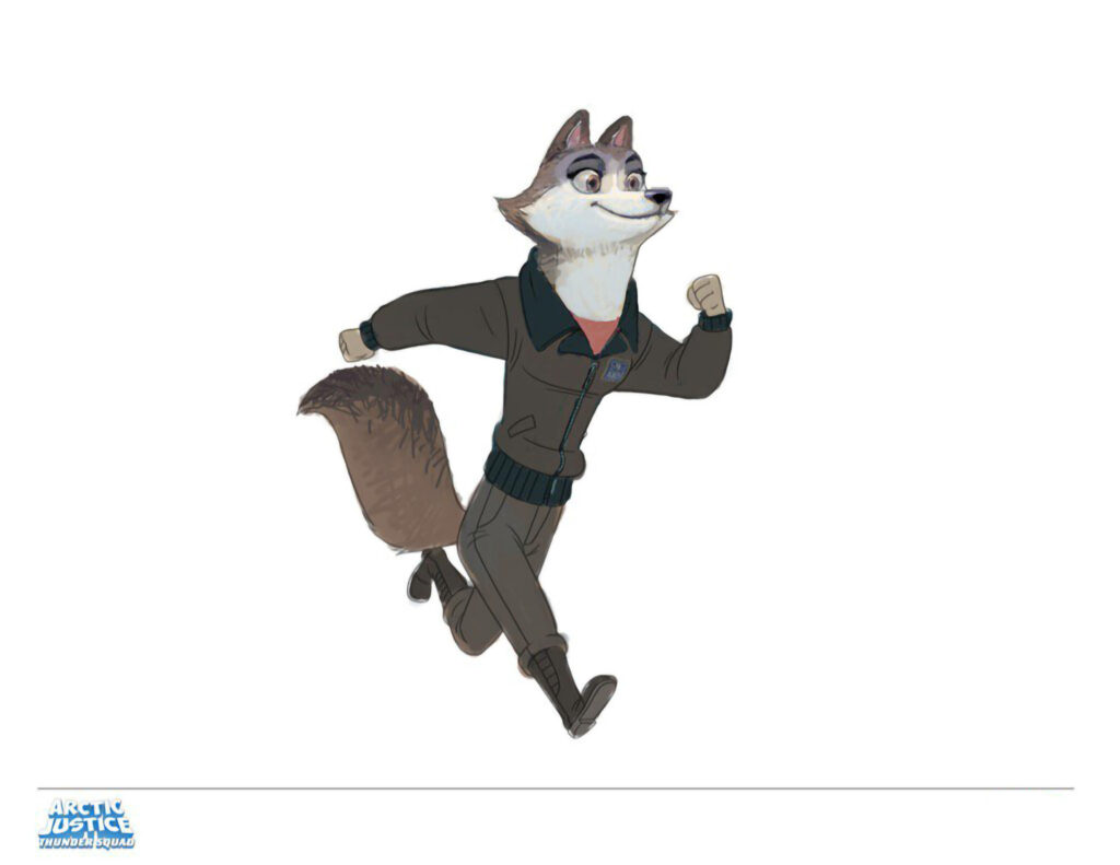 Dakota from Arctic Justice in pilot uniform running pose on white background wallpaper