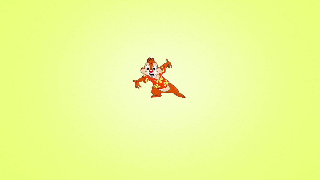 Chip N Dale Rescue Rangers Dale playful pose bright yellow wallpaper background colorful design