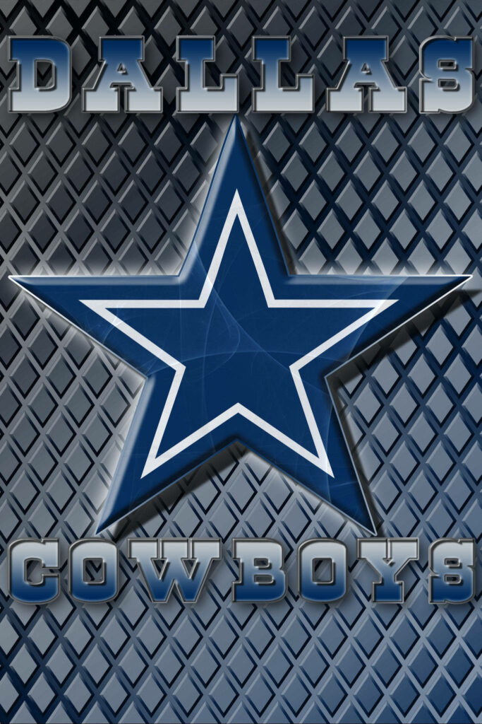 3D Dallas Cowboys wallpaper metallic diamond plate background bold blue star silver-gray text