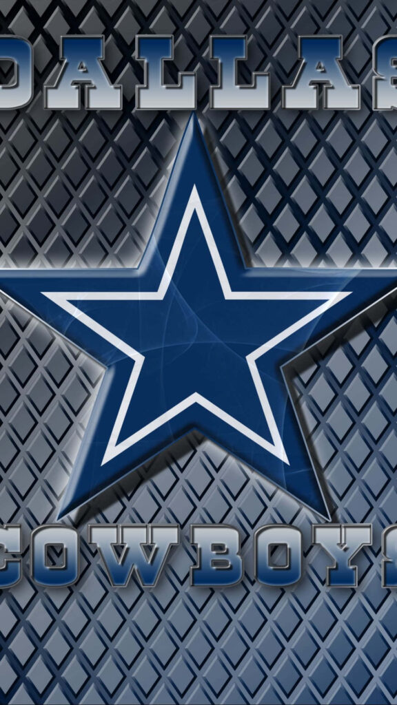 Dallas Cowboys phone wallpaper with bold blue silver star and metallic diamond pattern background