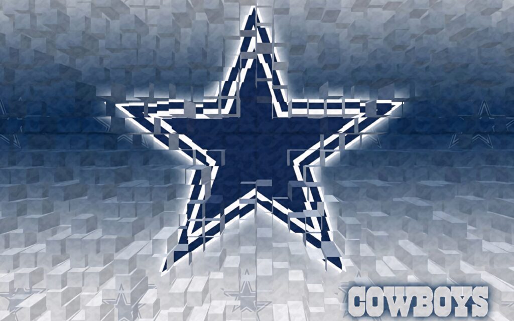 Dallas Cowboys blue star with textured 3D cubes background and bold team name wallpaper