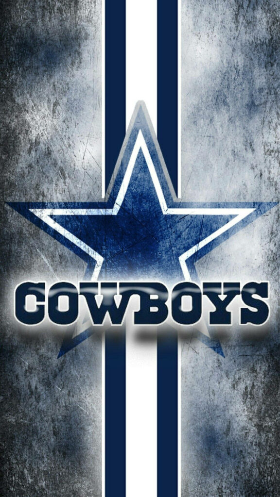 Dallas Cowboys blue star logo with white navy stripes and metallic Cowboys text on gray wall Wallpaper