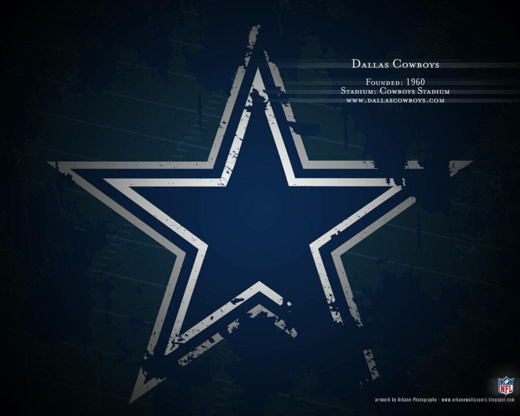 Dallas Cowboys blue star logo with weathered texture on dark blue grunge wallpaper background