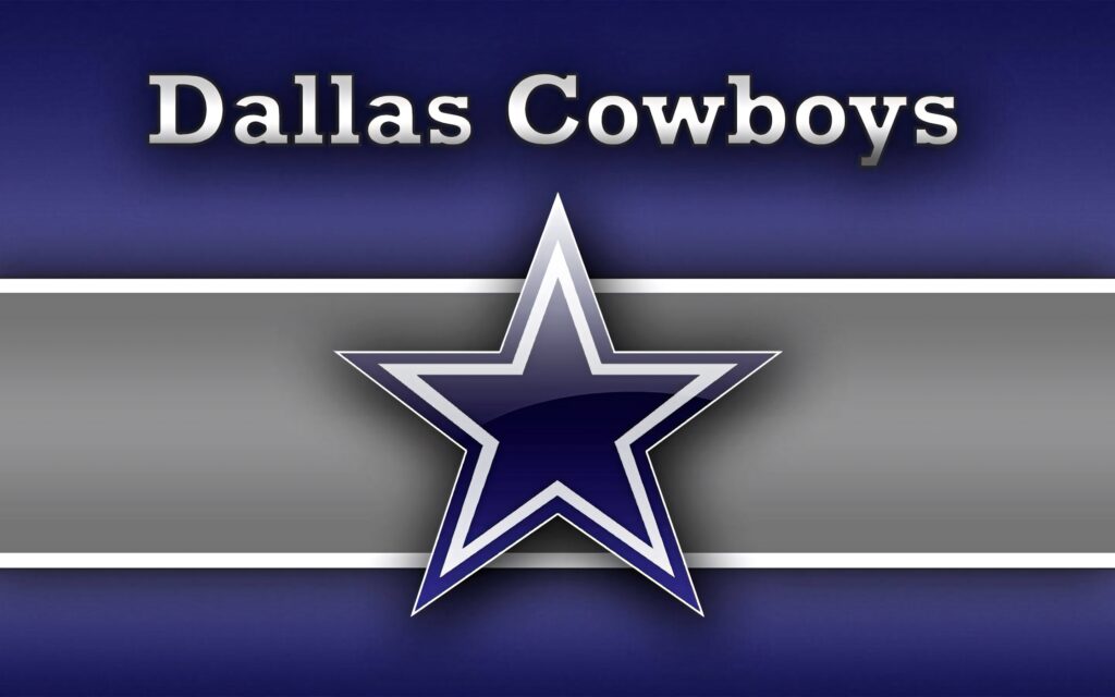 Dallas Cowboys blue star logo on navy and silver gradient background NFL team wallpaper