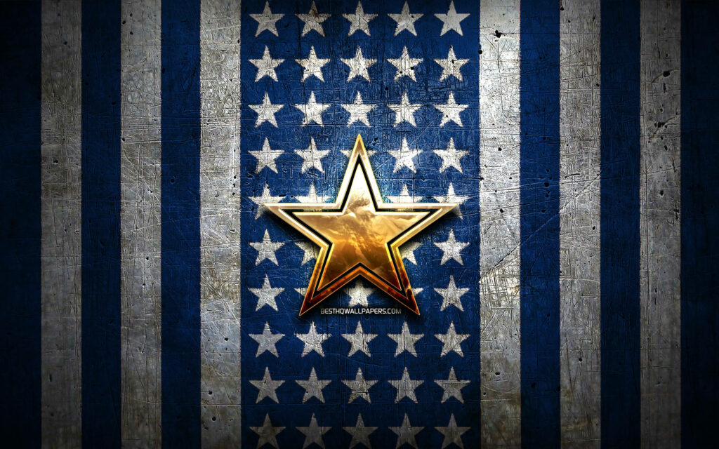 Dallas Cowboys wallpaper with golden star and distressed blue white stars stripes background