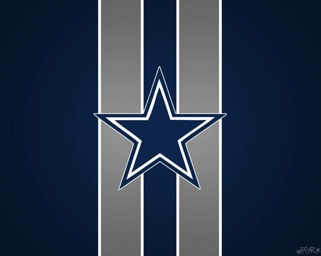 Dallas Cowboys logo white navy blue star on silver and blue striped modern wallpaper background