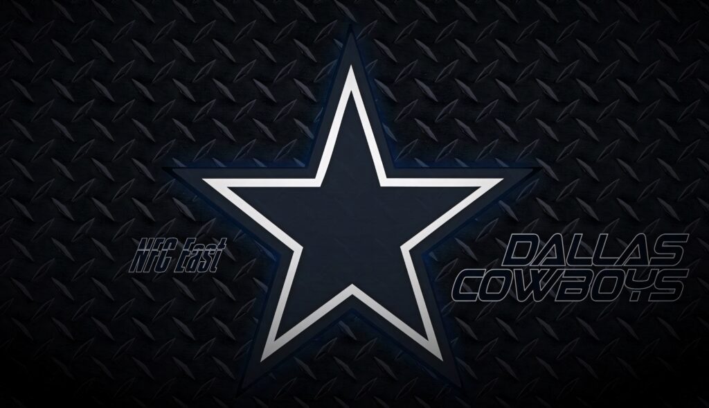 Dallas Cowboys logo on dark metal diamond plate background bold silver and blue star wallpaper