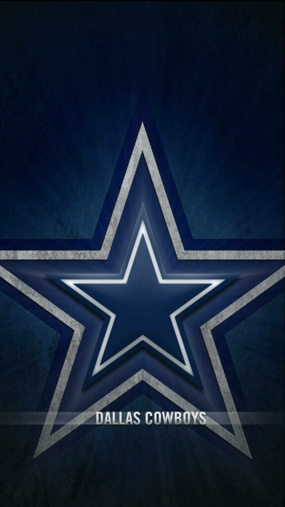 Dallas Cowboys lone star logo with silver border on deep blue textured background wallpaper