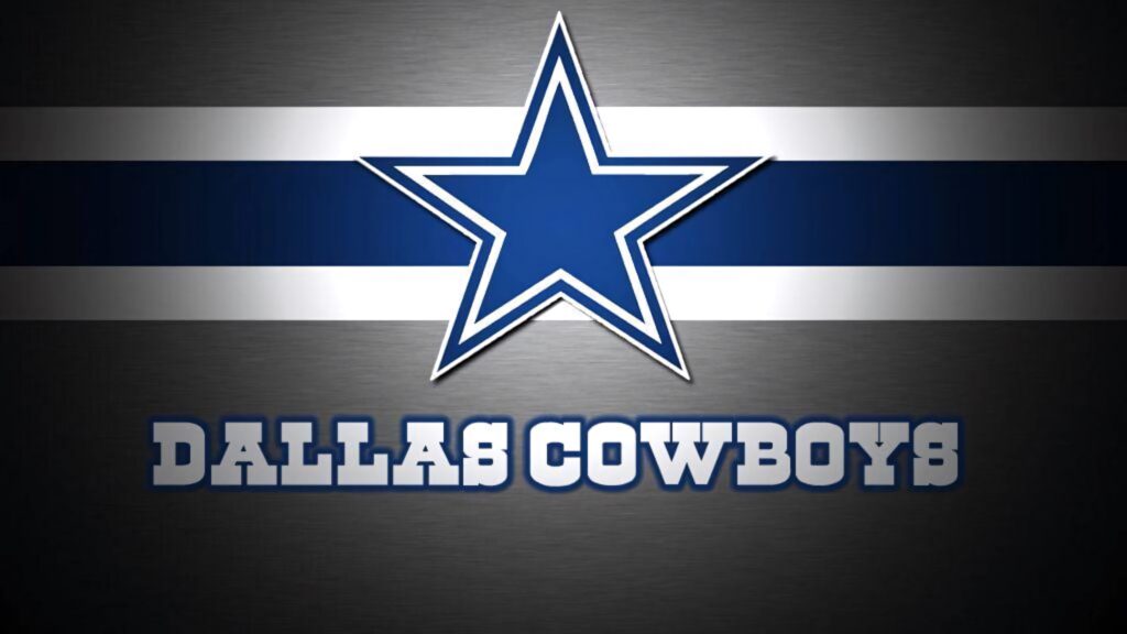 Dallas Cowboys wallpaper with metallic background blue white gray stripes and star logo center