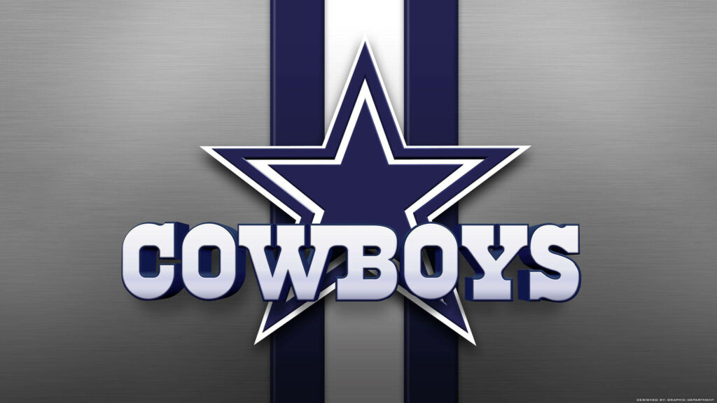 Dallas Cowboys wallpaper with navy silver stripes large star and 3D Cowboys text on metallic background