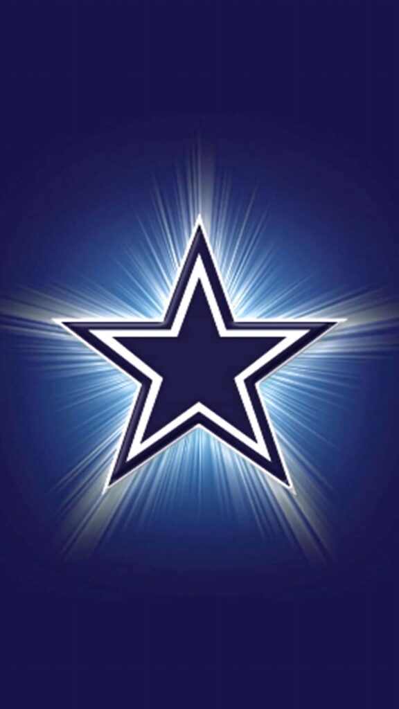 Dallas Cowboys star logo glowing blue on dark navy background vibrant team fan wallpaper