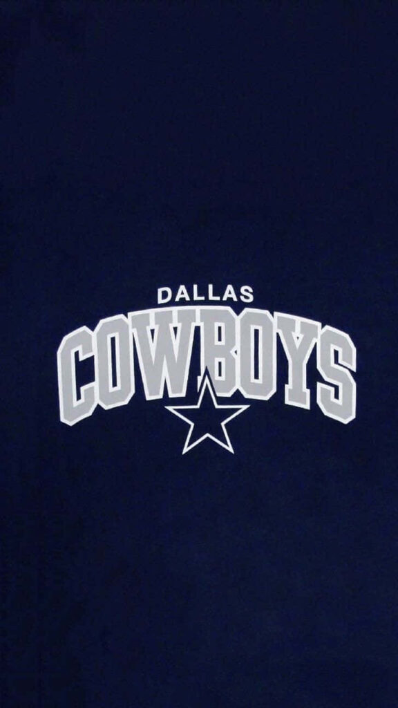 Dallas Cowboys iPhone wallpaper with varsity typography and signature star logo on navy blue background
