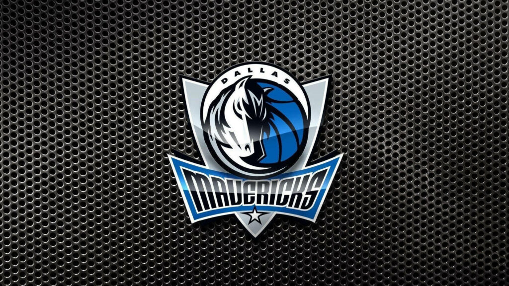 Dallas Mavericks wallpaper with bold horse logo on textured dark metallic blue black silver background