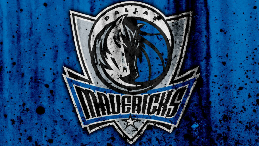 Dallas Mavericks logo on blue black paint splatter background modern textured NBA wallpaper