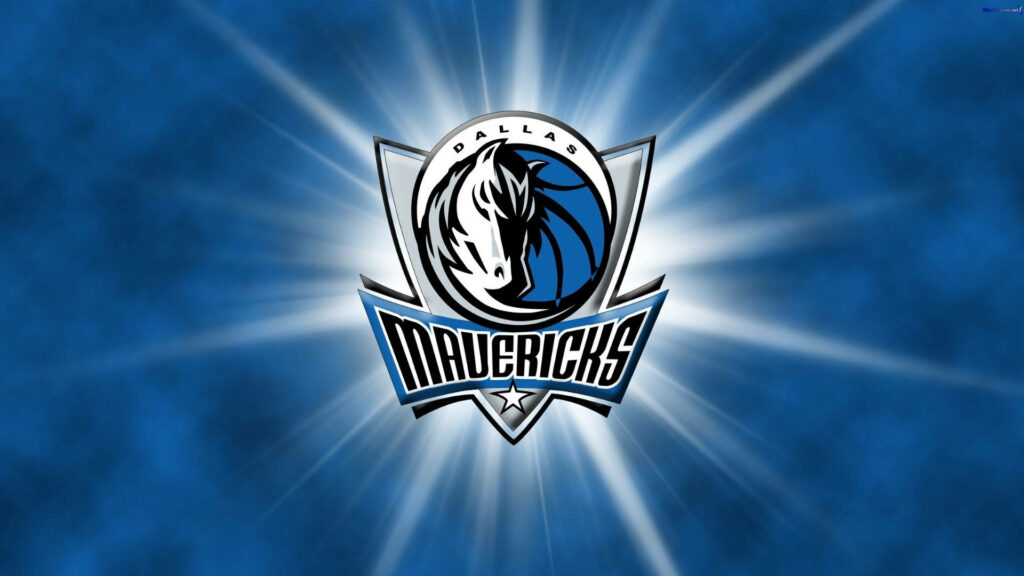 Dallas Mavericks wallpaper with bold logo on vibrant blue background and dramatic lighting effect
