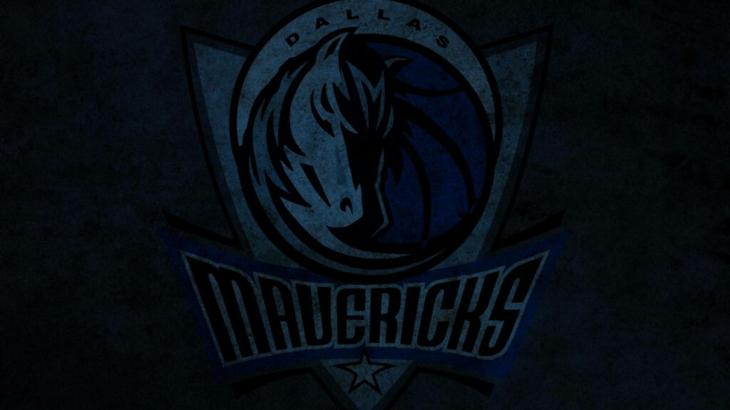 Dallas Mavericks logo on dark textured background with bold horse emblem in blue and silver tones Wallpaper