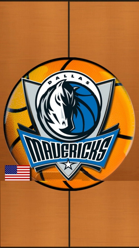Dallas Mavericks logo on textured basketball background with wooden court and vibrant team colors Wallpaper