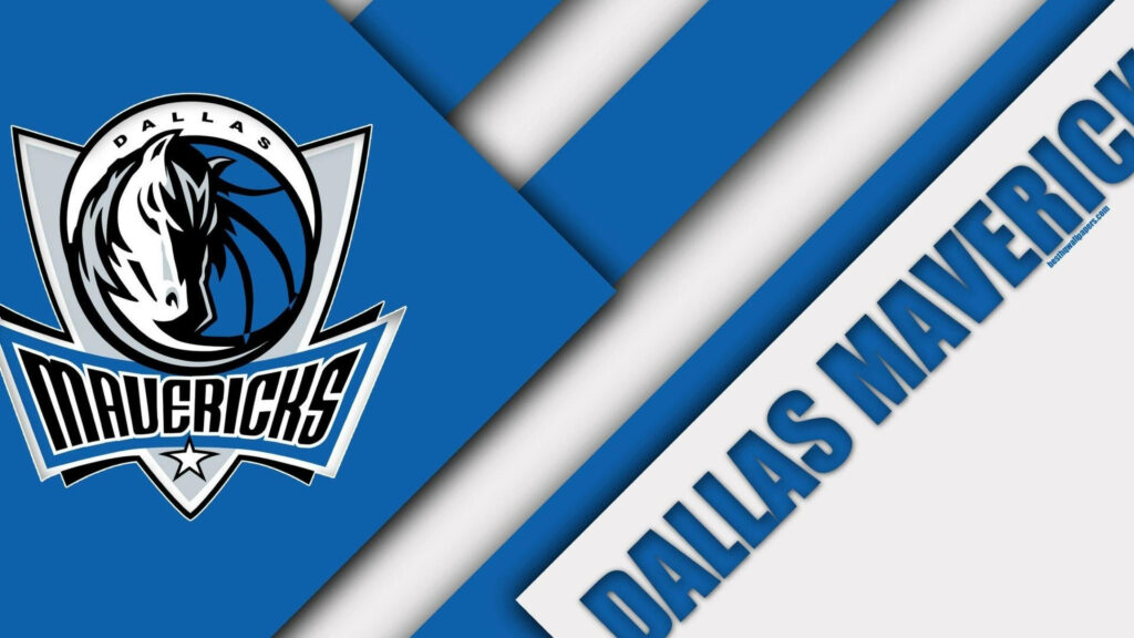 Dallas Mavericks wallpaper with bold logo and blue black white geometric background design