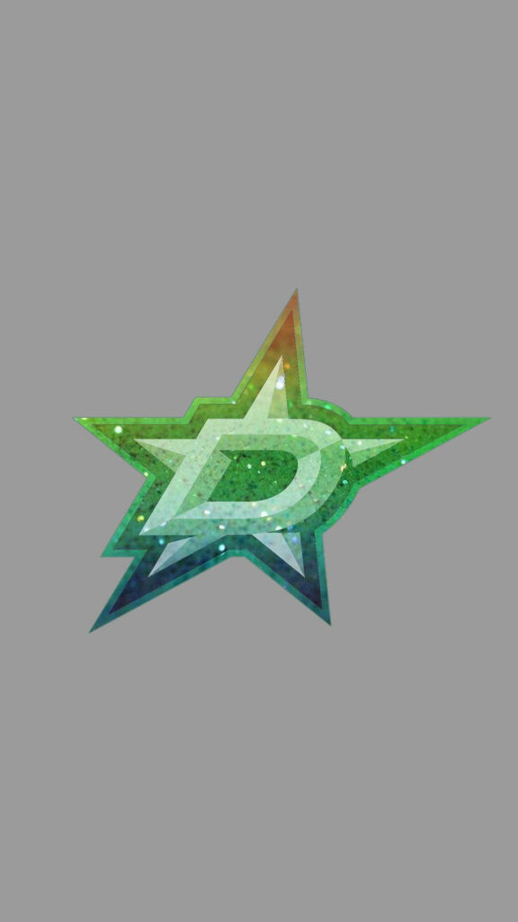Dallas Stars logo glitter effect green star and D emblem on gray hockey team wallpaper background