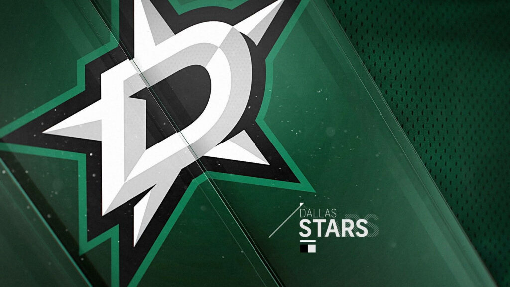 Dallas Stars logo on emerald green textured background with dynamic gradients and white accents Wallpaper