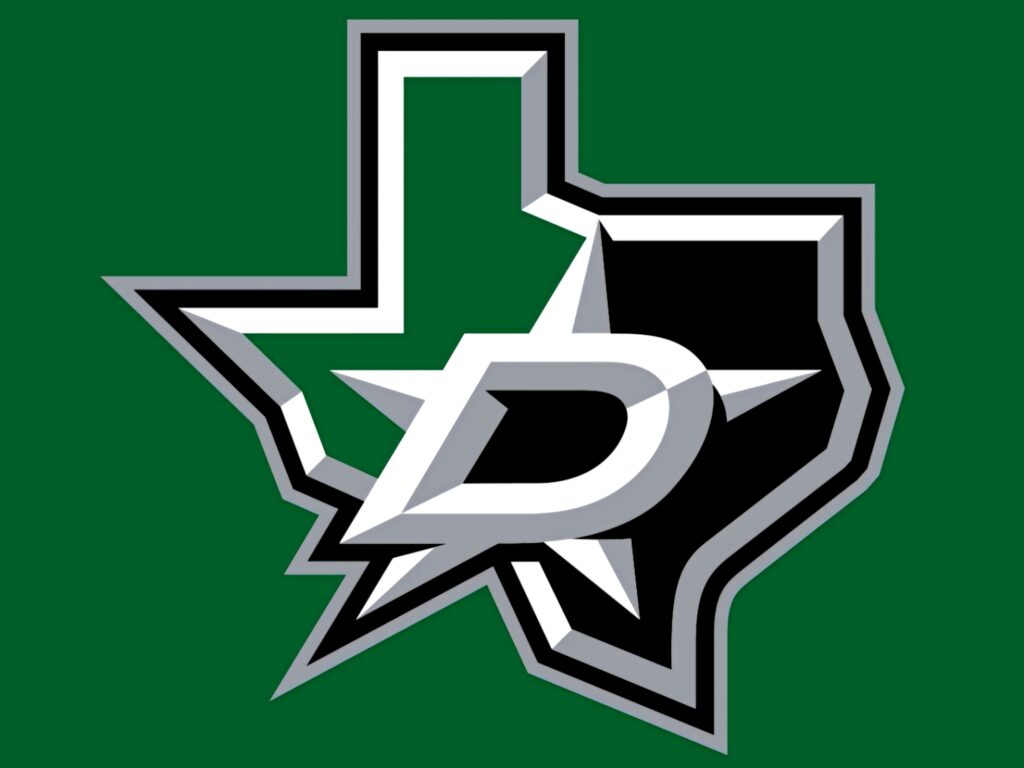 Dallas Stars logo wallpaper green background stylized D star Texas outline modern design