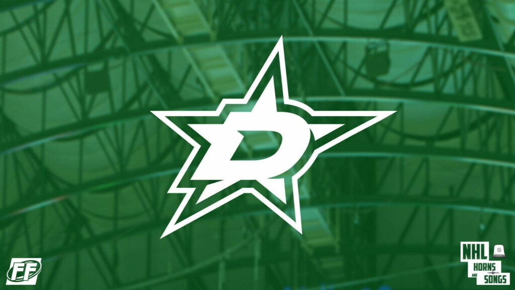 Dallas Stars white logo on vibrant green abstract geometric background NHL team wallpaper