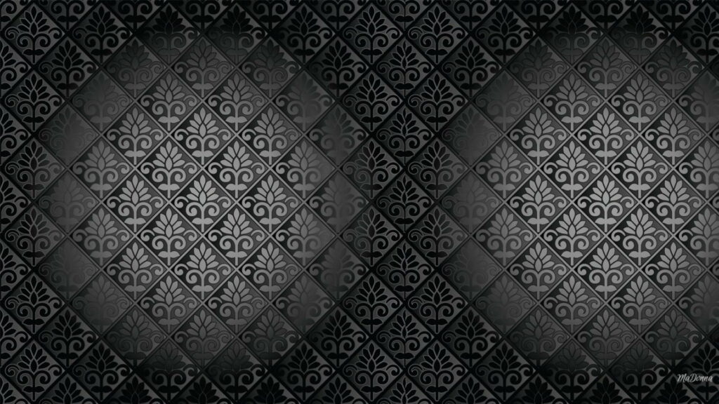 Elegant Simplicity: A Majestic Damask Dark Pattern in Glamorous Gray and Black Wallpaper
