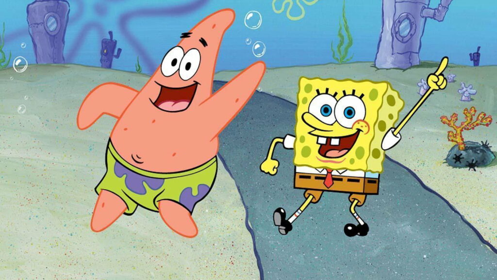 Dancing Bob: Vibrant HD Background of Spongebob's Dynamic Moves! Wallpaper
