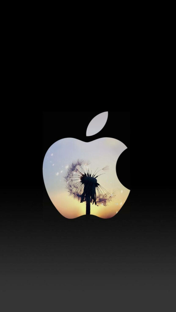 Dandelion Apple Delight: Minimalistic Charm of a Cute iPhone Lock Screen Wallpaper