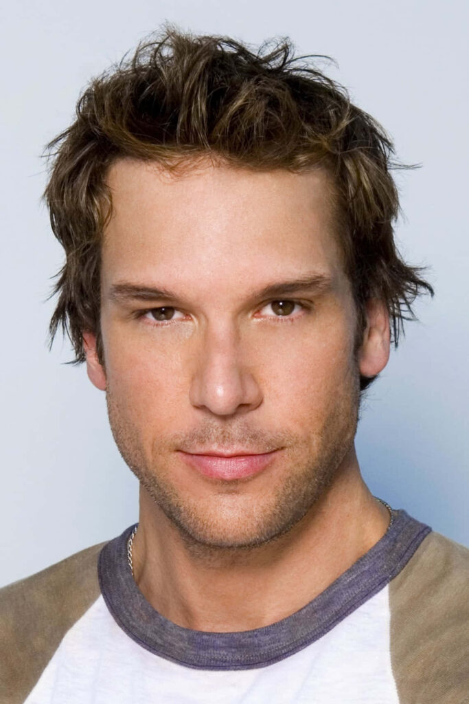 Dane Cook portrait wallpaper casual style tousled hair confident expression pale background