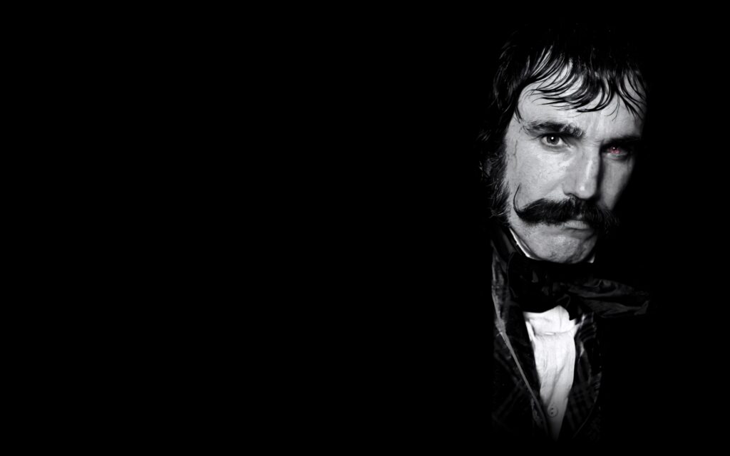 Daniel Day-Lewis as William Poole intense gaze low-key lighting moody historical portrait wallpaper