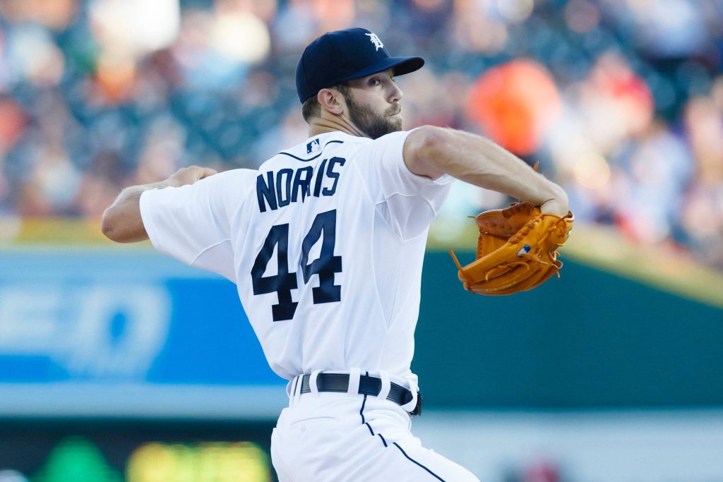 Daniel Norris Detroit Tigers pitcher in white jersey mid-pitch high-quality baseball wallpaper