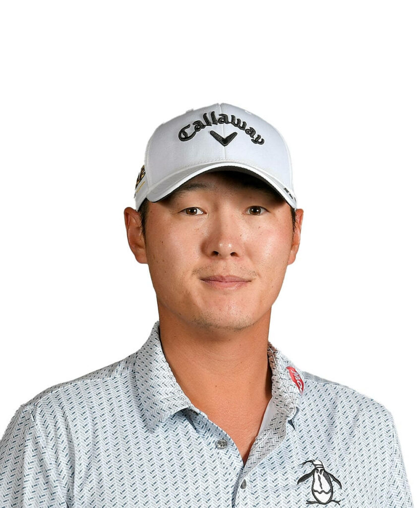 Danny Lee professional golfer portrait white Callaway cap patterned golf shirt white background Wallpaper
