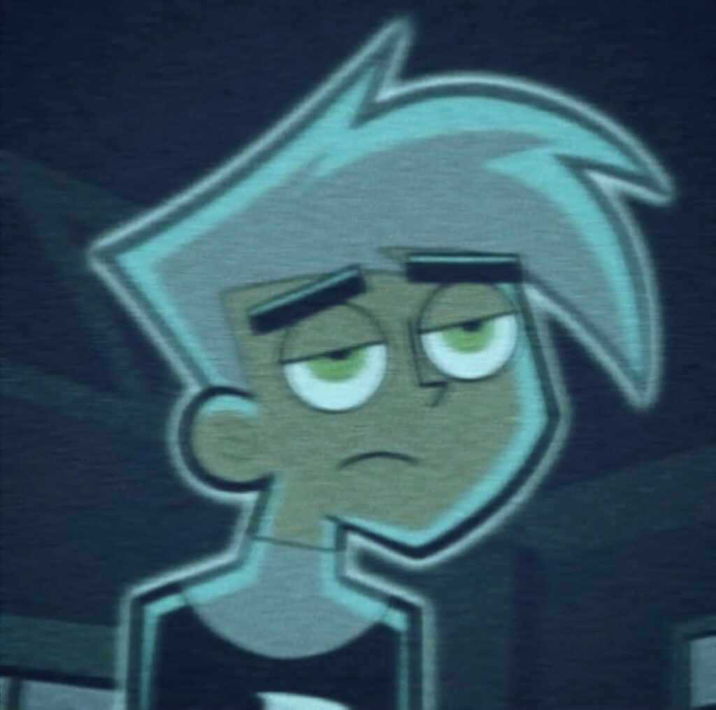 Danny Phantom ghost form wallpaper with blue green tones classic cartoon glowing profile picture